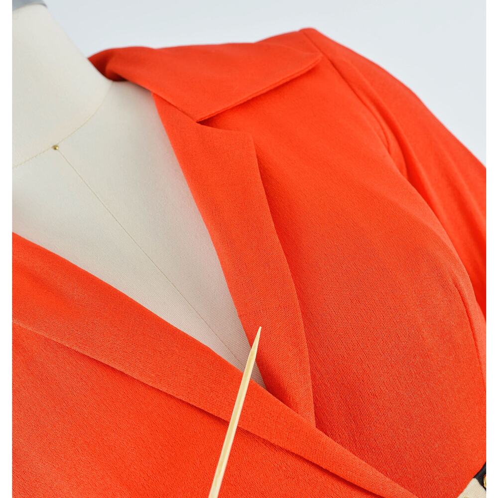 Vintage 70s Orange Floral Rhinestone Evening Gown Psychedelic Party Maxi Dress - Picture 8 of 8